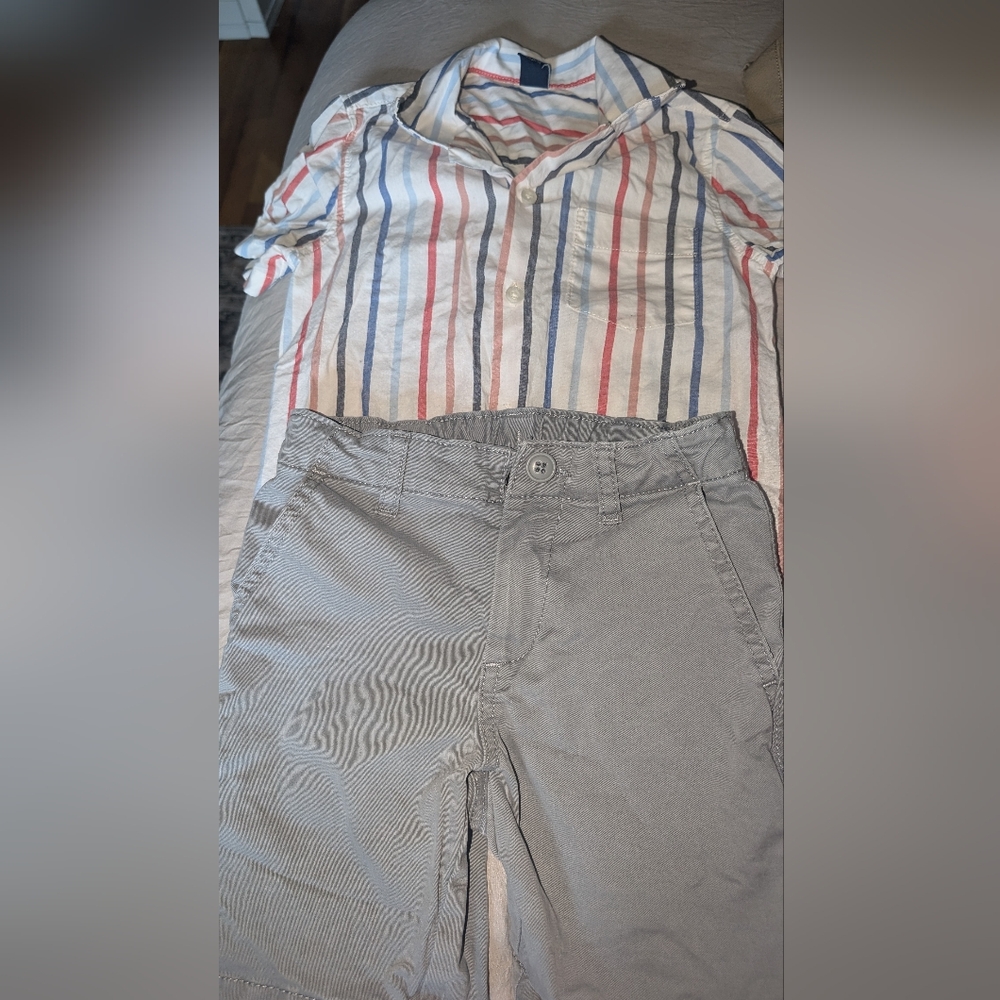 GAP Striped Shirt and Gray Pants Set